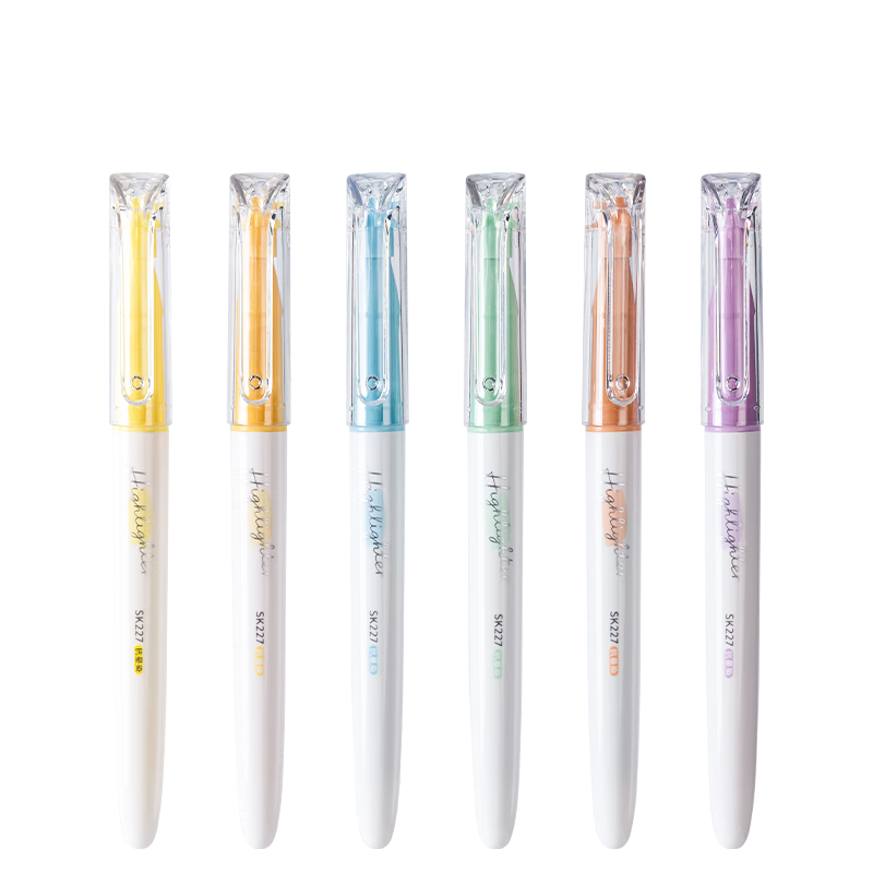 Deli Non-Slip Fluorescent Markers, Moonlight Color Series for Exam Review Highlighting, Student Stationery, Marker Pens for Note-Taking, Journaling, Drawing And Doodling, 6 Pcs/box SK227