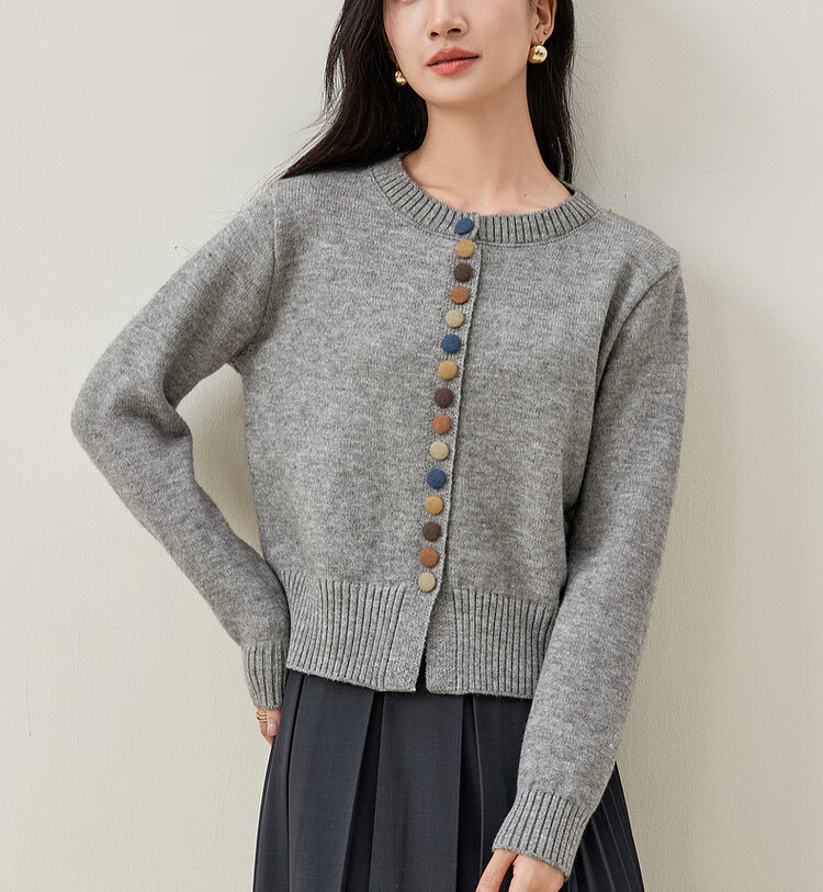 Sentubila Premium Knit Cardigan Women Autumn Winter Loose Slim Fit Petite Long Sleeve Jacket Top Dark Navy JM 17