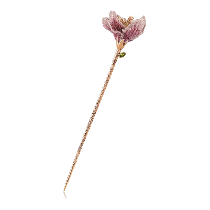 She's Gradient Embroidered Flower Hairpin, Ancient Chinese Style Hair Stick, Birthday Gift for Girlfriend