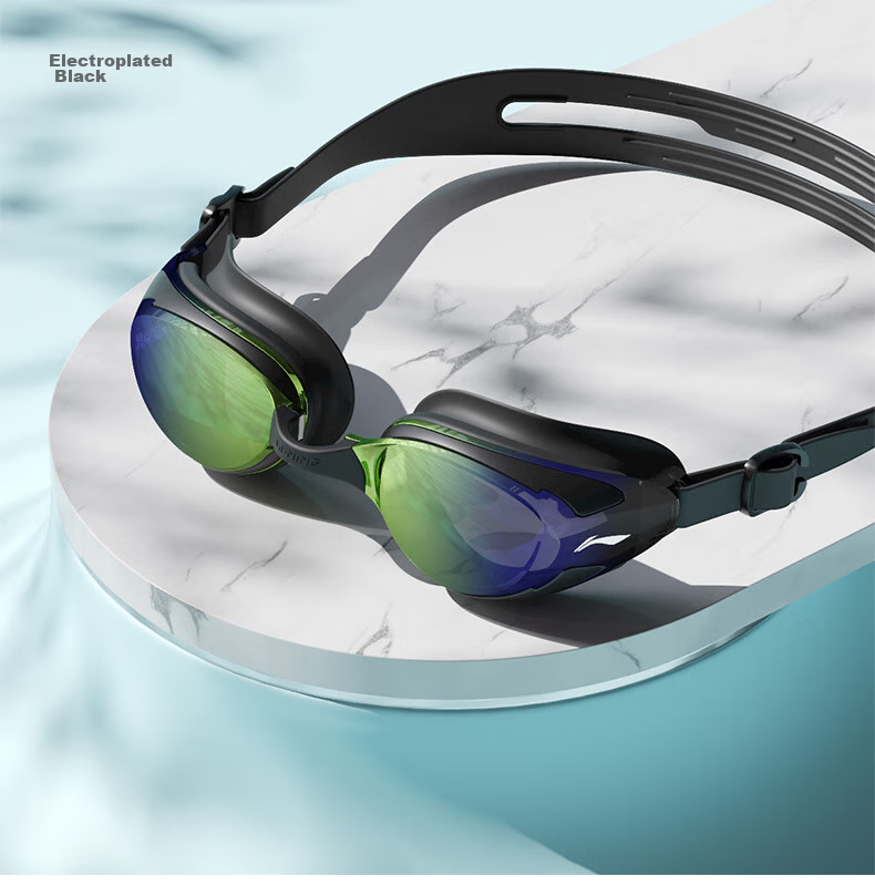 Li-Ning Swimming Goggles And Cap, Waterproof Anti-Fog High-Definition Swim Glasses for Men And Women, Myopia Swimming Goggles, Black 24-19 Myopia 450 Degrees 22