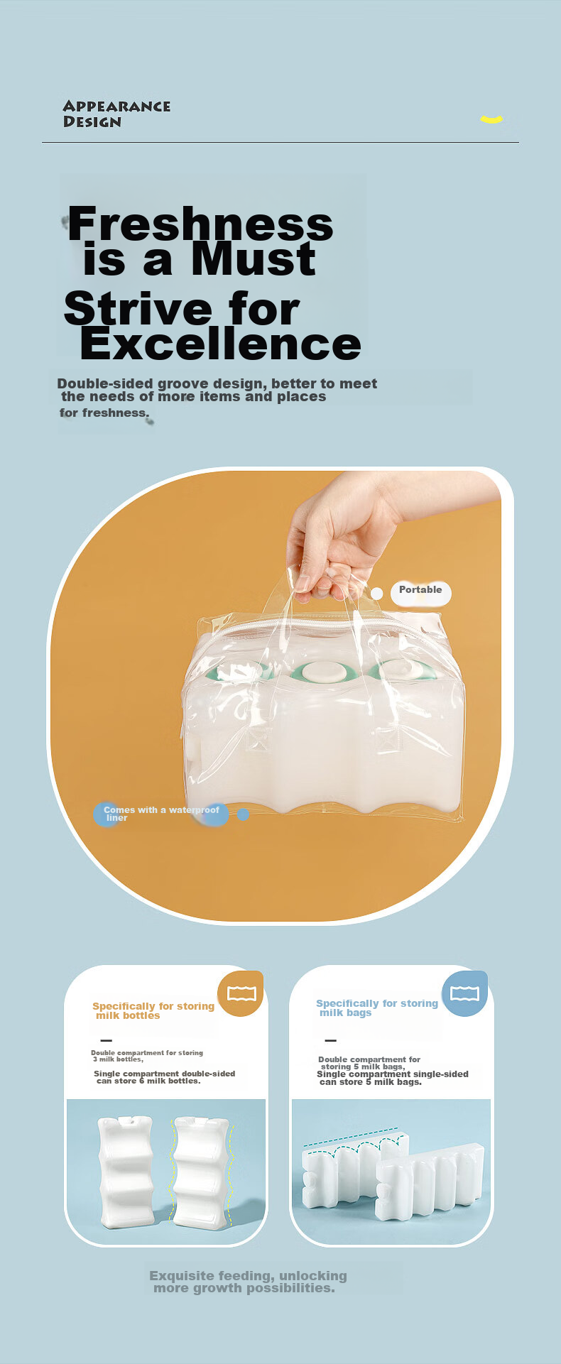Xiaoyaxiang Blue Ice Mother's Milk Storage Cooler Ice Pack Ice Box Reusable Ice Box, 2-Pack, for Storing Breast Milk, Blue Ice 8