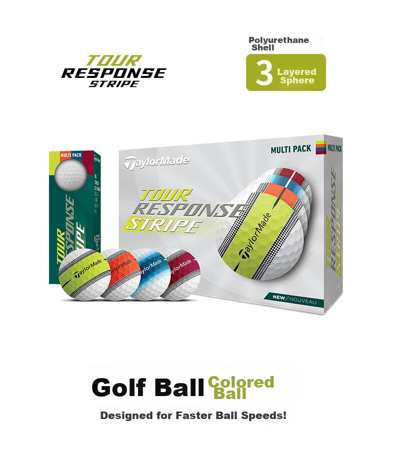 Taylormade Golf Three-Layer Balls, Long-Range, 2025 New Tour Response Blue Tire Balls, 12 Pieces 2