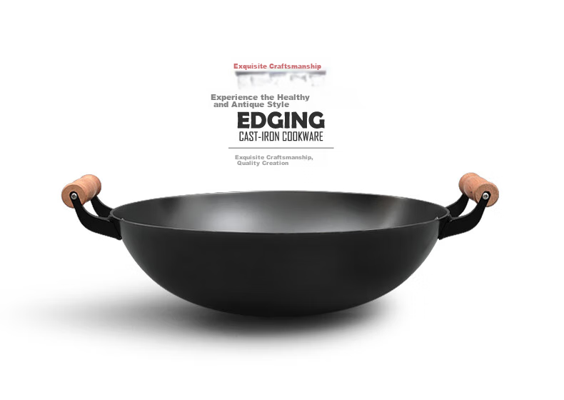 Dianjiang Wok, Iron Pan, Large Size, Uncoated, Cooking Pot for Home Use, Round Bottom Cast Iron Pan, Deep, Suitable for Gas Stove, 40cm 11