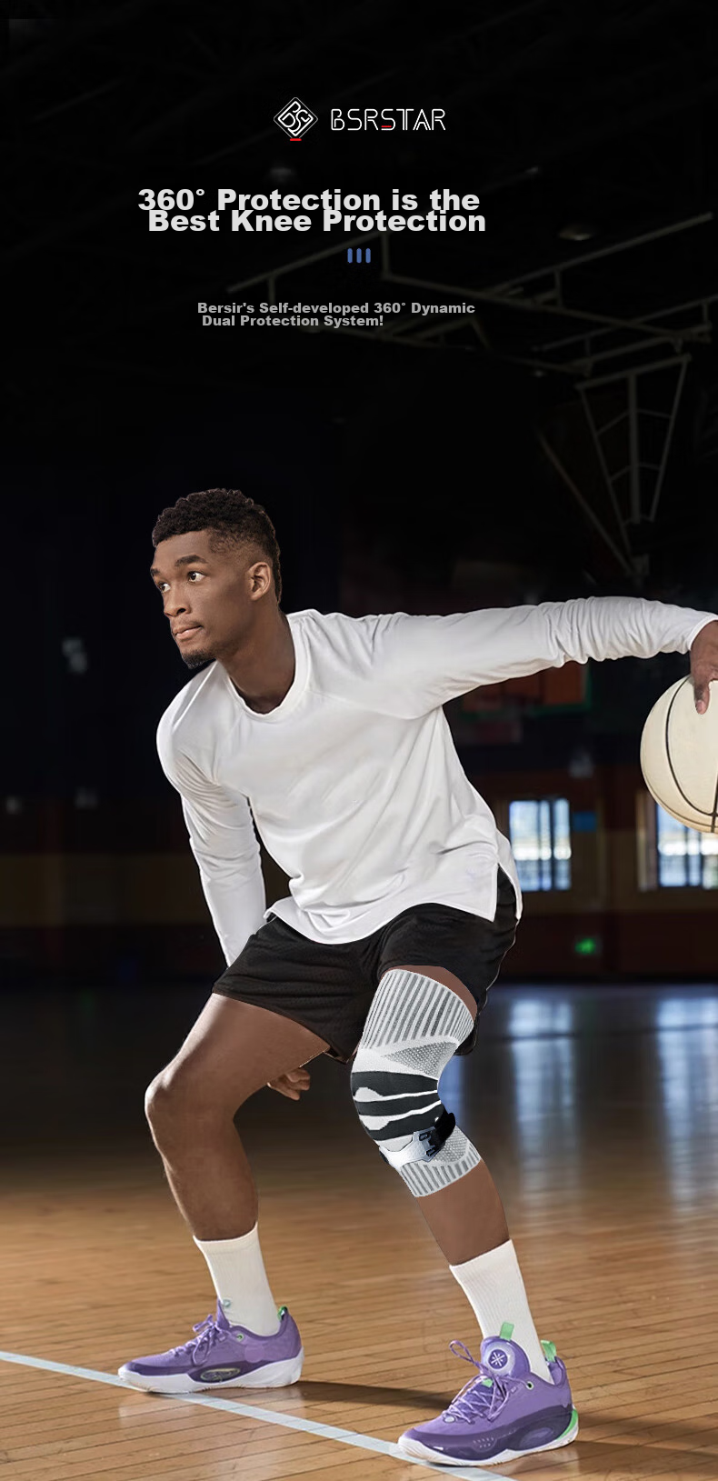 Bestray 5D Knee Brace for Sports Meniscus Injury And Fluid Retention, Professional Basketball Knee Support for Me 3