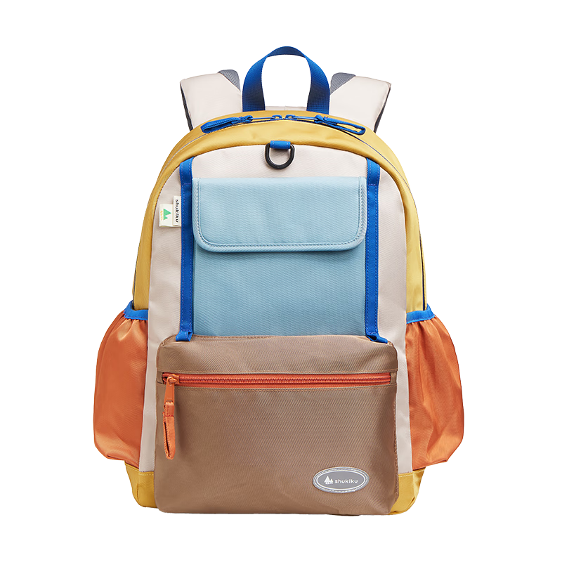 SHUKIKU Colorful Children's Spine Protection Backpack for Primary School Students Grades 1-6, Lightweight Double Shoulder Bag Gift Box Set, Caramel Pudding Color, Size L