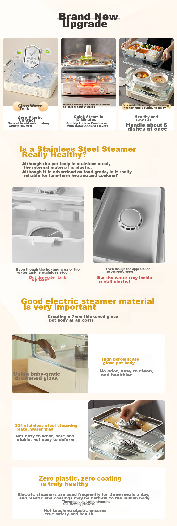 DAEWOO [Selected by Procurement And Sales] Multifunctional Electric Steamer Pot for Stewing And Steaming All-In Food-Grade Glass Transparent No Plastic Household Multi-Layer Steam Pot Stainless Steel Plate S22 1