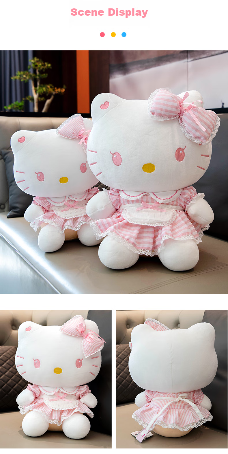 Hello Kitty Sanrio Plush Toy Doll Stuffed Animal Pillow Decoration Birthday Gift for Girls, Cat Cat Figurine 13