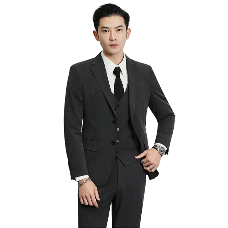 Ayoupang Large Size Suit Set for Men, Professional Commute Formal Wear, Groom And Groomsman Wedding Two-Piece Suit, Dark Gray, 6XL