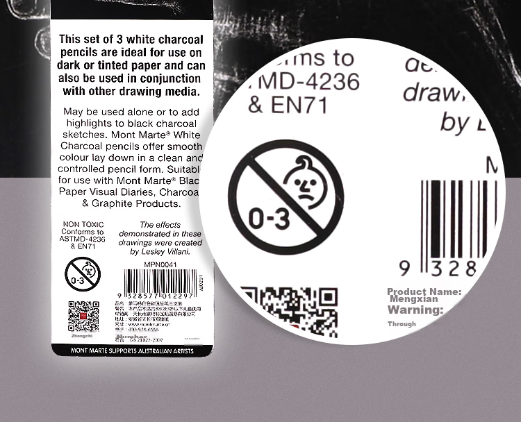 Mont Marte White Sketch Charcoal Pencils, 2-Pack, Art Charcoal Drawing Pencils, Sketching And Outdoor Drawing Highlighters, Specialized for Art Students, Thick Charcoal Pencils for Drawing, MPN0097 Art Sketching 19