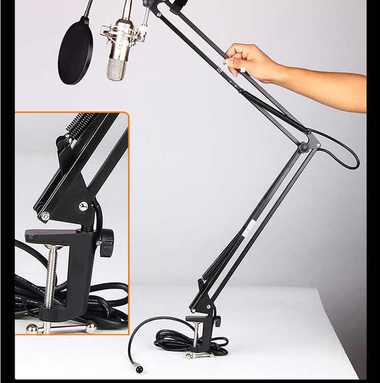 Aiken (iCON) MB-03 Microphone Stand with Large Arm, Dual XLR Cables, Universal Rotation, Weighted Model, Studio Recording Booth Anchor Stand 3