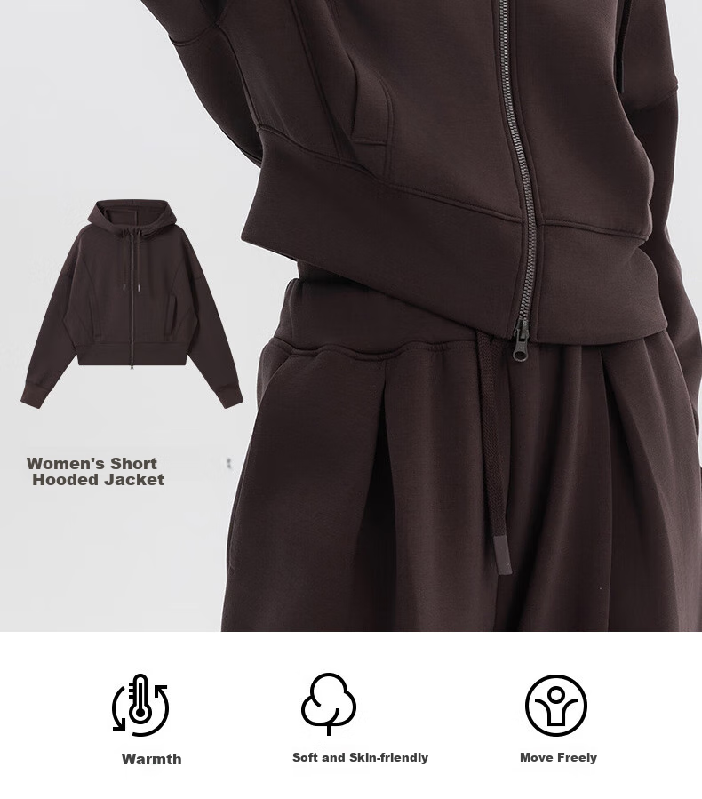 DECATHLON SPW Multiverse Hooded Sweatshirt, Women's Short Casual Windproof Warm Sports Jacket, Brown, Size L-5463381 2