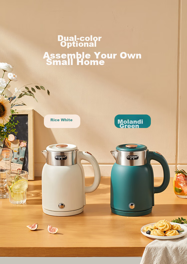 PESKOE Electric Kettle, Water Boiler, Hot Water Kettle, 1.5L Double-Layer Anti-Scalding Kettle, 304 Stainless Steel Hot Water Kettle, DF1515A-04, Gree 3