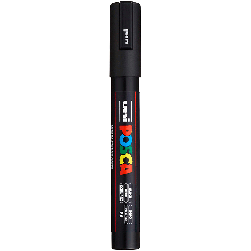 Uni Mitsubishi POSCA Acrylic Marker (Medium Size) Black Single PC-5M Brush for Posters, Advertising Signs, Drawing, Hand-Drawn Graffiti, Painting, Watercolor Pens, Graduatio