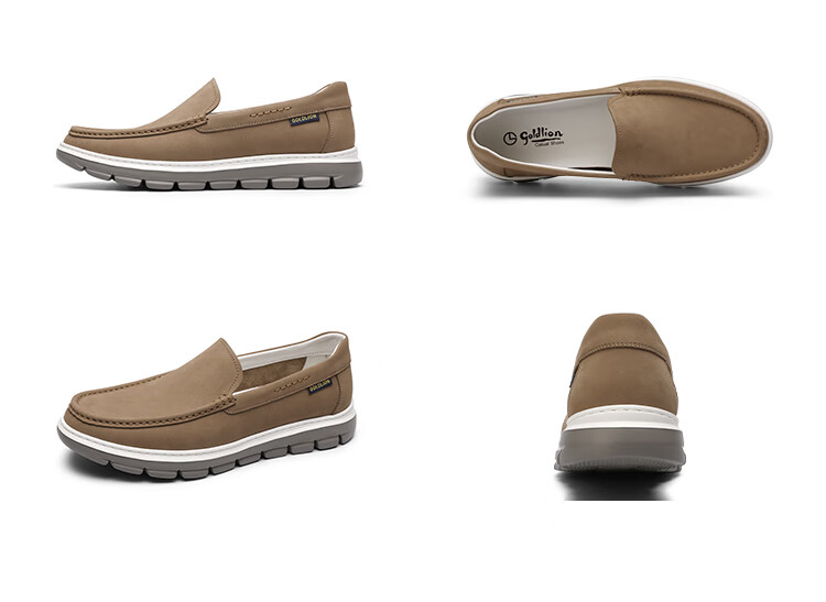 Goldlion Men's Shoes, Classic Fashion Casual Shoes, Comfortable Breathable Slip-On Loafers, G527510029RRB, Gray, Size 38 11