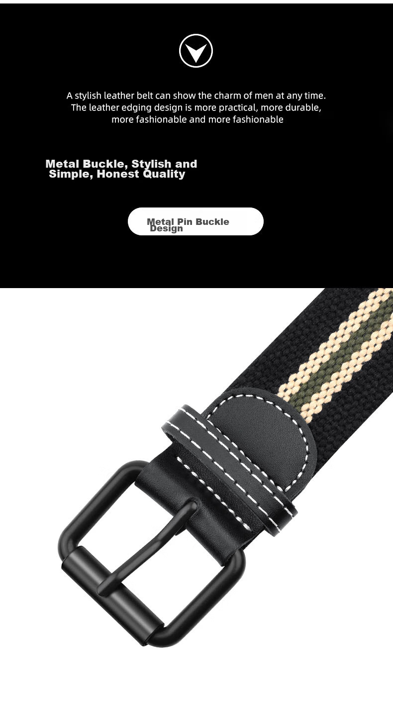 HALFEEL Canvas Belt for Men, Pin Buckle Leather Belt, Trendy Student Youth Belt, Casual Business Fabric Belt, Outdoor Military Training Gift 10