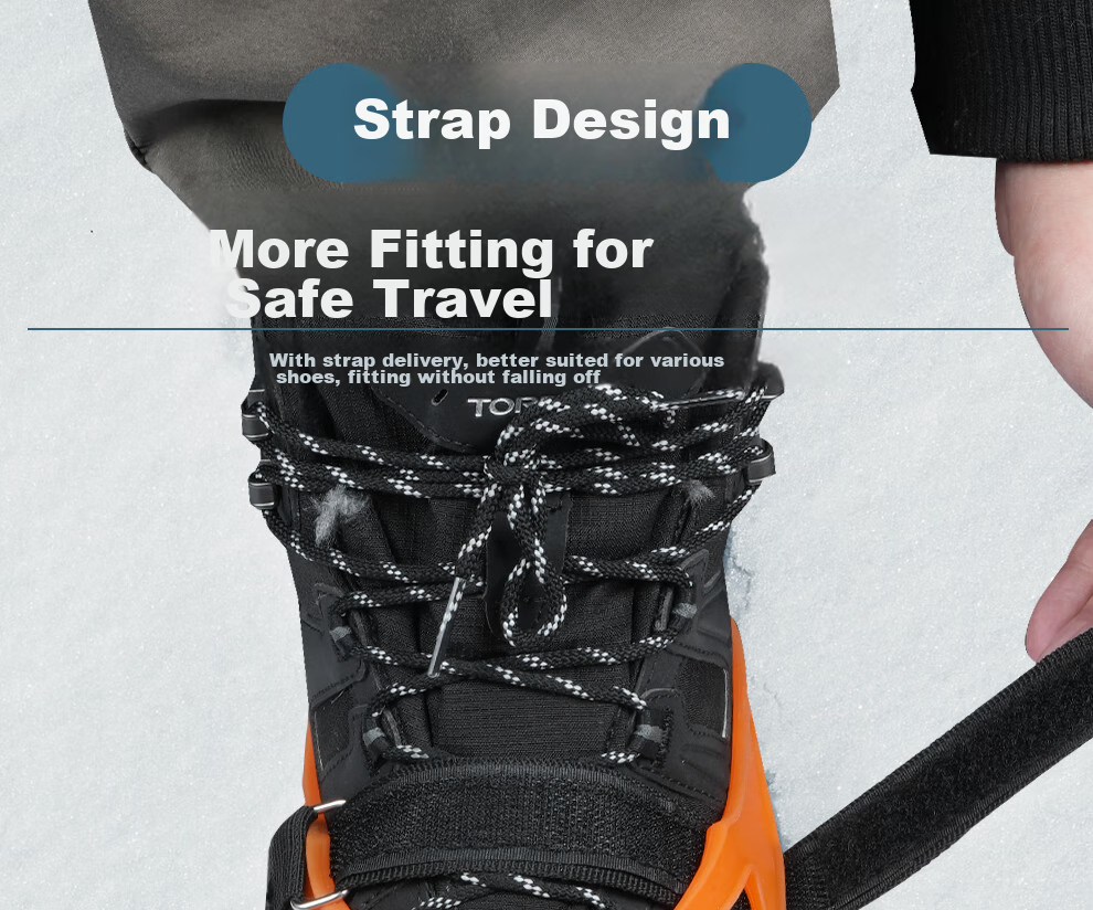 MOTIE Ice Claw Non-Slip Shoe Covers with Cleats, Outdoor Hiking Climbing Equipment, Professional Snow Covers, Mountain Climbing Snow Ice Grips with 10-Toe Chai 14
