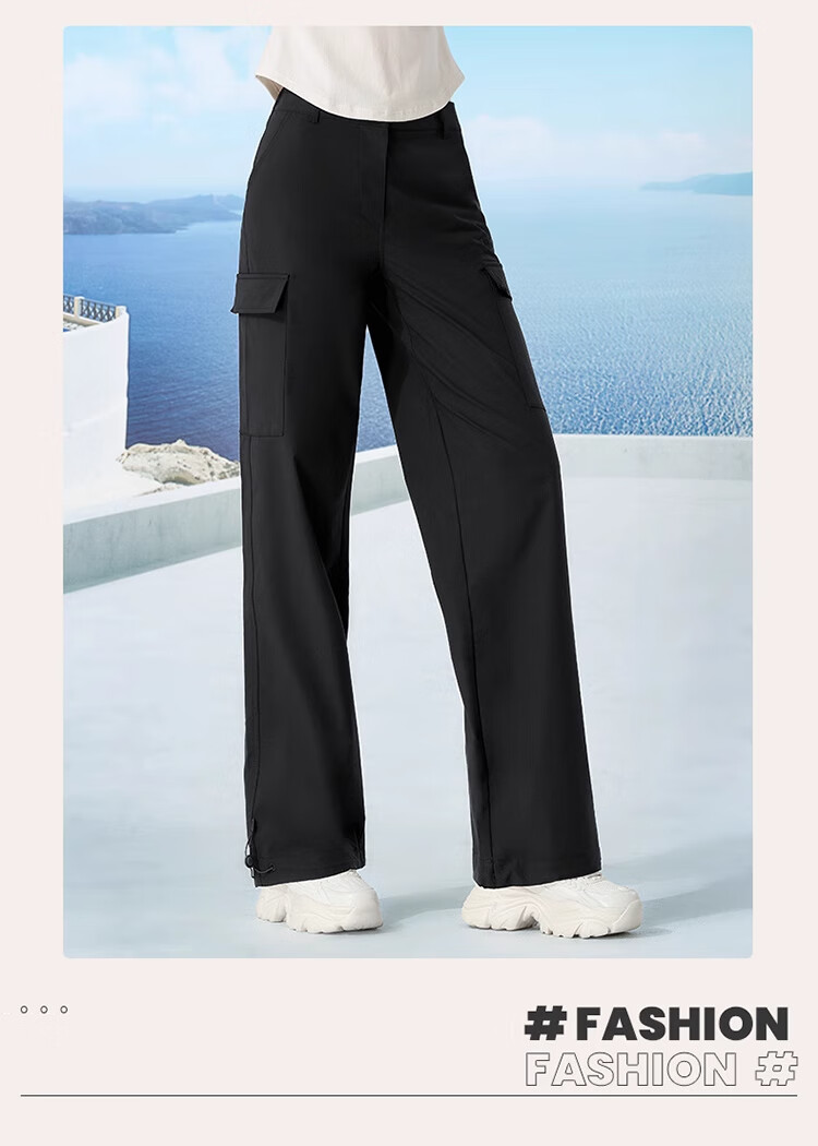 CAMEL Women's Cargo Pants, Unisex Style, Autumn Waterproof Casual Pants, Slimming Straight-Leg Sweatpants, Fleece-Lined Fashionable Woven Pants, Size L 24