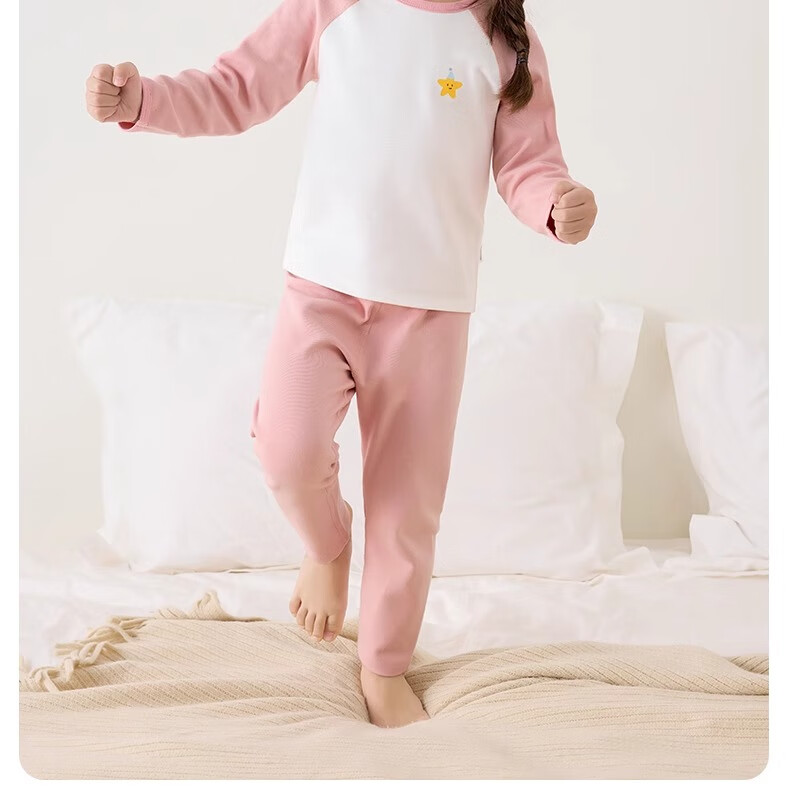 Niduoxiong Winter Baby High-Waist Waist Protection Underwear Set, Children's Pajamas, Infant Cotton Breathable Sleepwear, Warm Underwear for Autumn And Winter 21