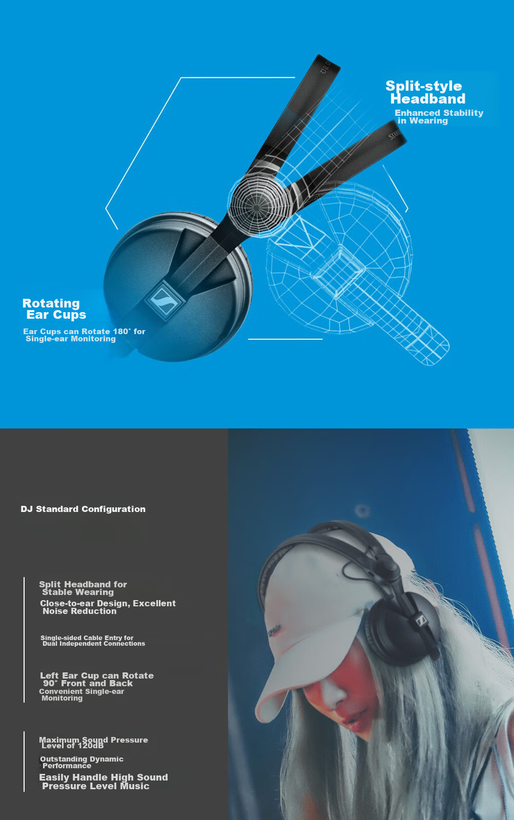 Sennheiser HD25 Professional Wired Over-Ear Monitoring Headphones for Stage Performance, Recording Studio, Music Production, Filming, And Audiophile Monitoring 4