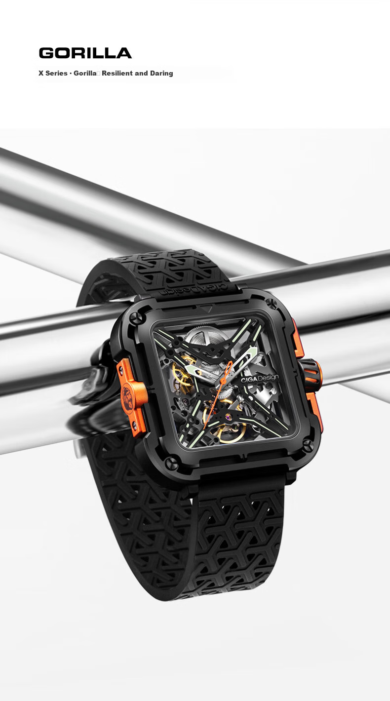 CIGA Design Jia Fengmang Series Mechanical Wristwatch Trendy X Series Gorilla Skeleton Watch, Men's Style, Birthday Gift 2
