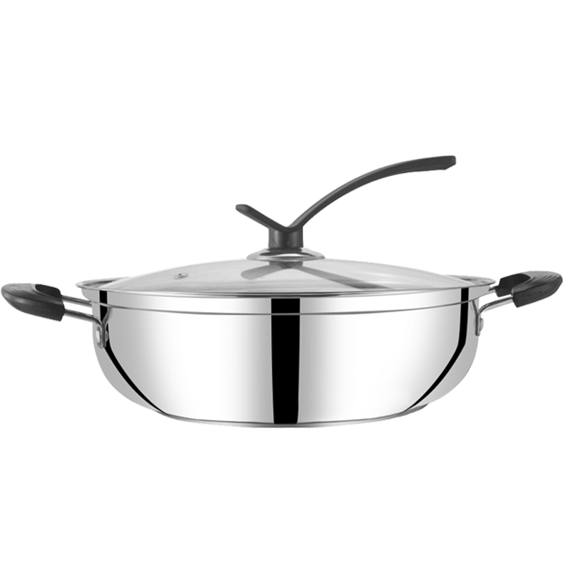 BSITN Stainless Steel Hot Pot, 30cm Clear Soup Pot for Hot Pot, Suitable for Induction Cooker, Hot Pot Pan 1628