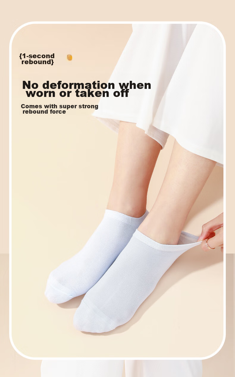 Miiow Disposable Women's Socks Non-Compression Breathable Cotton One Size Short Wash-Free Daily Throwaway Portable Travel Business Colorful 10 Pairs 5