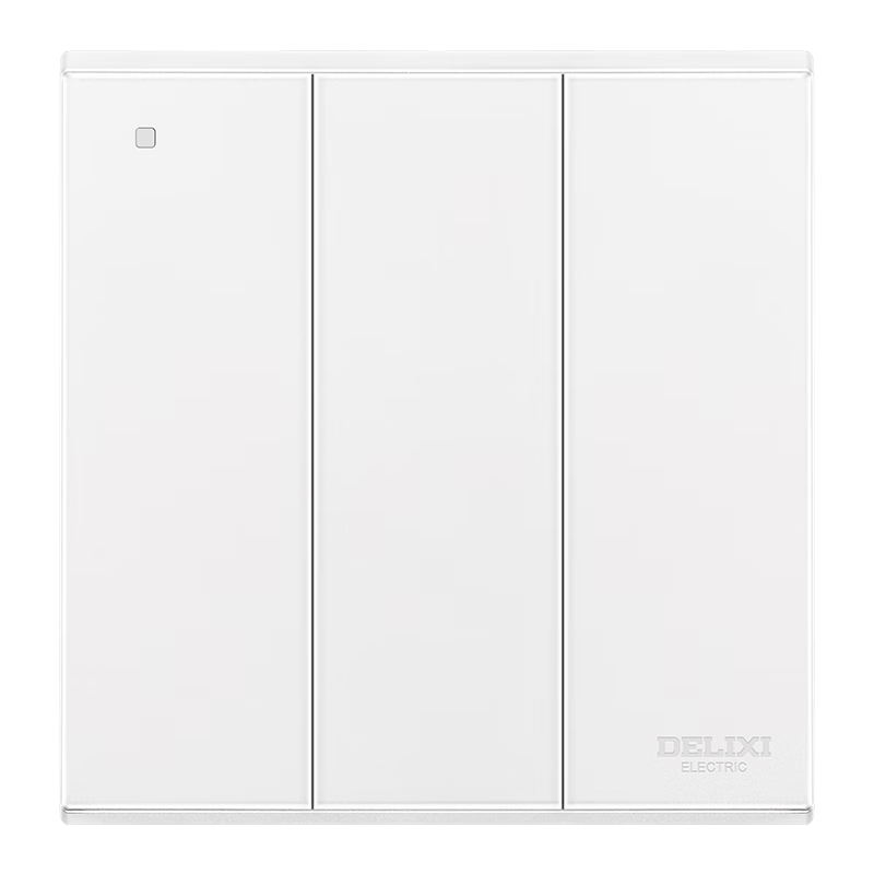 DELIXI Switch Socket Panel, 86-Type Panel, CD229 Three-Gang, Three-Gang Single-Control Switch, Matte White Large Panel