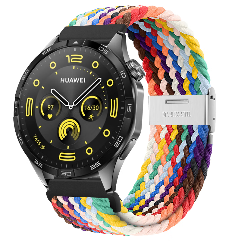 BHO Nylon Braided Loop Watch Strap Compatible with Huawei Watch GT7 Pro/GT6/GT5/GT4/GT3/Watch6/Watch5/4 Pro/3/2/Honor Magic2 Smartwatch