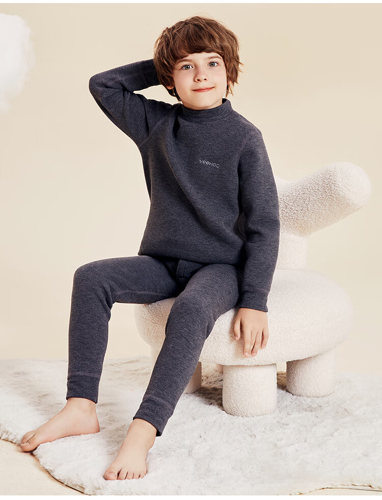 YEEHOO Kids Fleece-Lined Thermal Underwear Thickened School Uniform Base Layer Pajamas for Boys and Girls, Youth 10