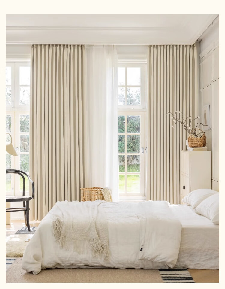 Mihua High-Blackout Curtains Set for Living Room And Bedroom, Thickened Sun Protection, Hook-Back Velvet Fabric, Cream Velvet, 1.5*2.0 Meters 17