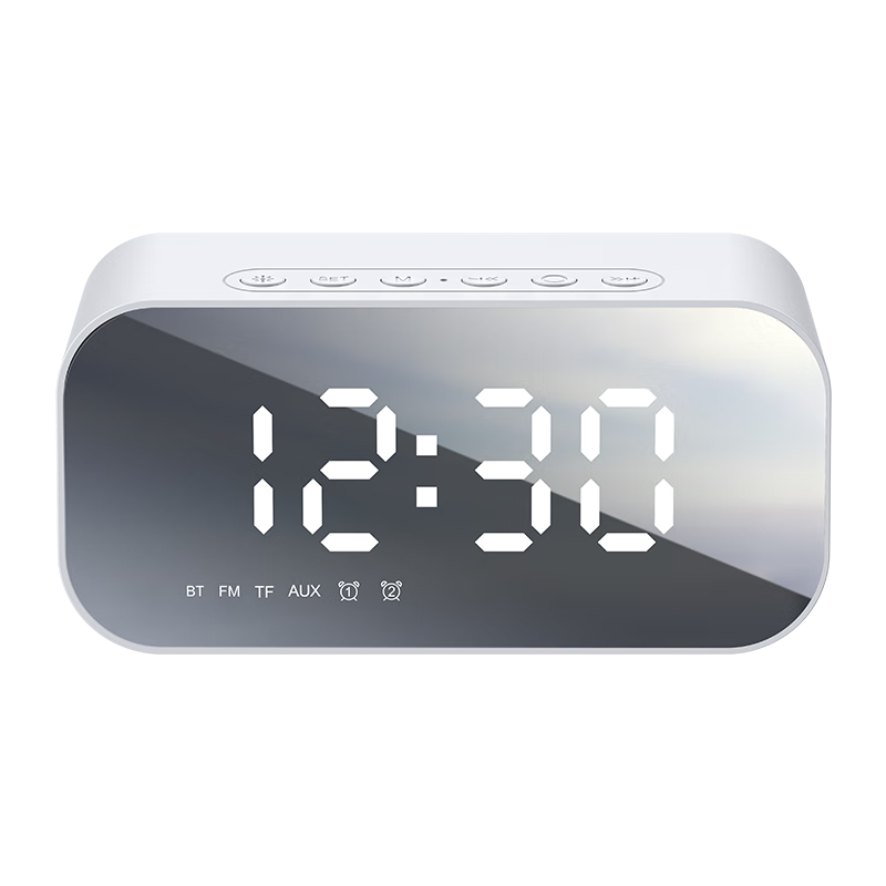 Havit [200,000 Positive Reviews] M3 Flagship Wireless Bluetooth Speaker Alarm Clock Mirror Full Screen Mini Portable Home Desktop Low-Frequency Cannon Steel Cannon Wireless Card-Insertable Speaker White