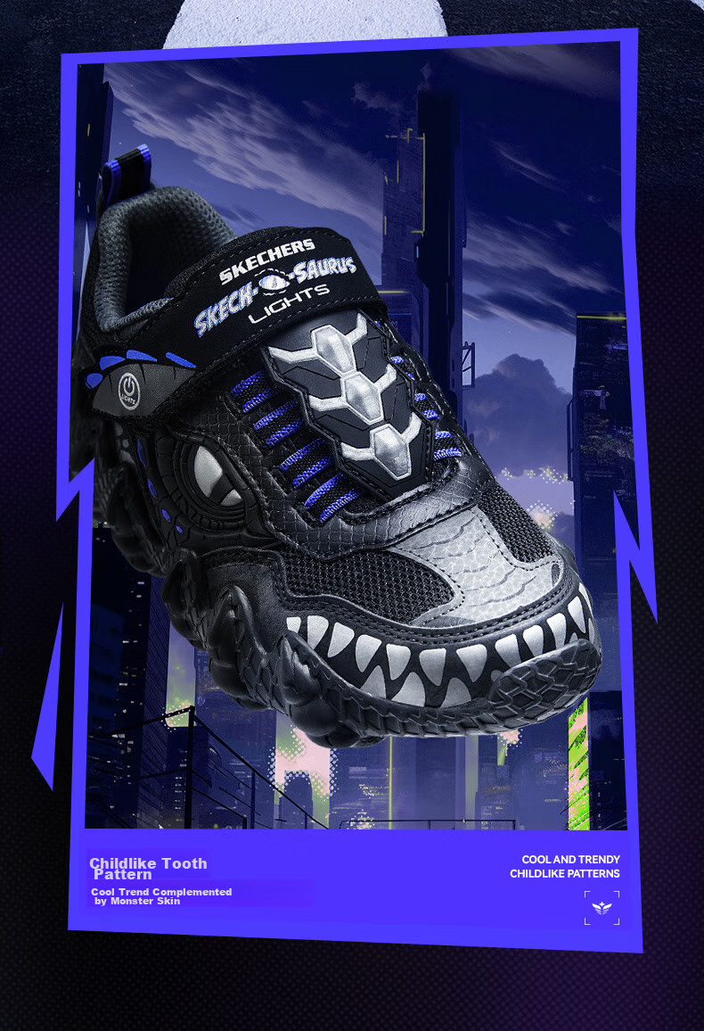 Skechers, Self-Operated Boys' And Men's Monster Velcro Light-Up Sneakers, Children's Running Shoes, 400112L 9