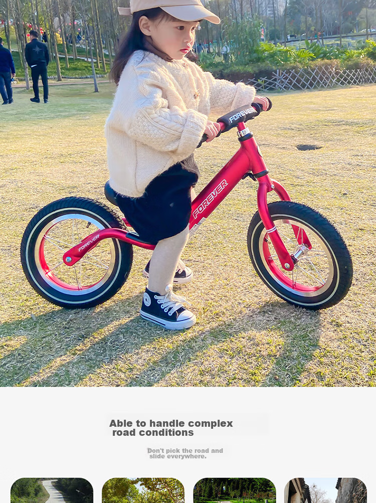 FOREVER Children's Balance Bike, Kids' Scooter for Ages 2-6, Gliding Bicycle, Two-Wheel No-Pedal Bike, Wine Red Color 7