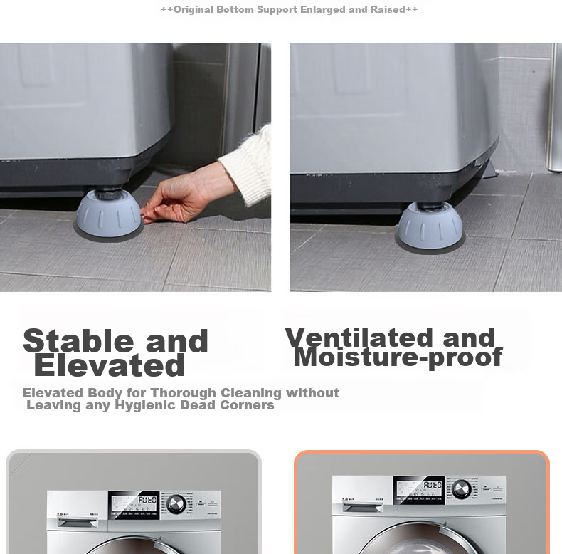 ProPre Washing Machine Base Foot Pads Compatible with Haier, Little Swan, Siemens Drum And Impeller Washing Machines Universal Height-Increasing Waterproof Non-Slip Anti-Vibration Pads Thickened Fixed Bases 4-Pack 5