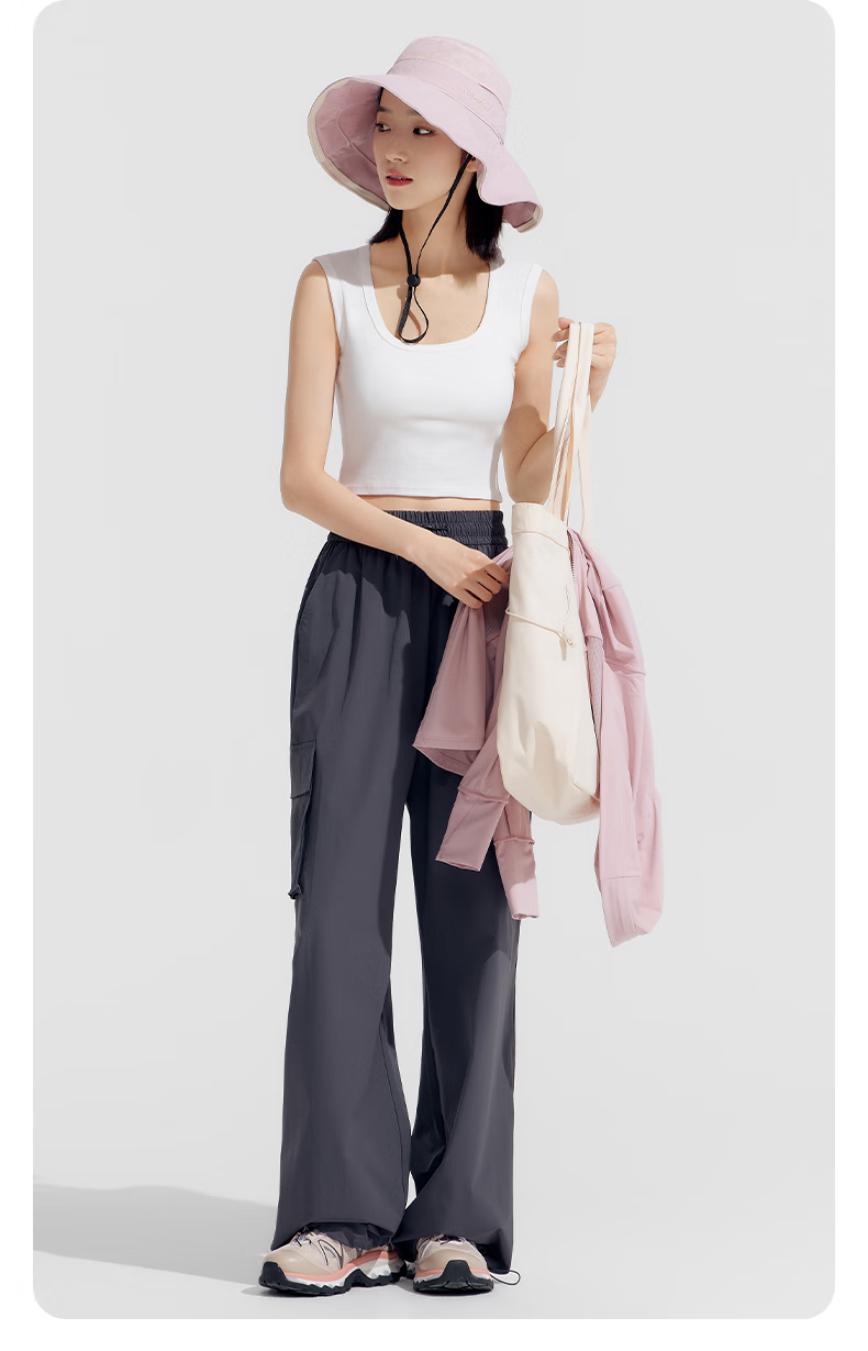 VVC Women's Casual Pants, Spring And Summer Sun Protection Cargo Pants, Wide-Leg Two-Way Wear, Quick-Dry Cool Feeling Patrol Pants, Olive Green, M 5