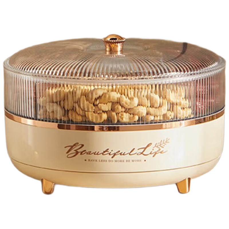 Fanyejia Luxury Dried Fruit Snack Storage Box, Double-Layer Rotatable Sealed Moisture-Proof Compartmentalized Home Living Room Candy Basket with Large Capacity