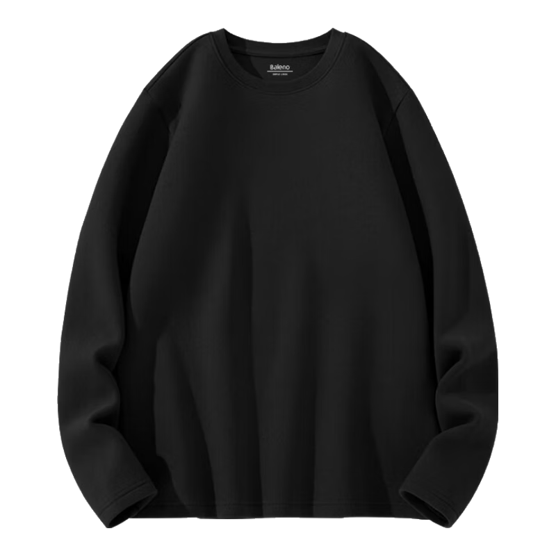 Baleno Men's Long Sleeve Crew Neck Fleece-Lined Warm Winter Solid Color Simple Design Base Shirt