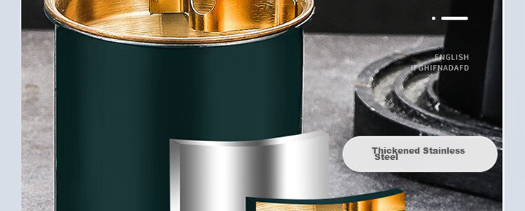 Jidukongjian Thickened Windproof And Ash-Proof Stainless Steel Ashtray, Home Office Desk Decoration, Dark Gree 19