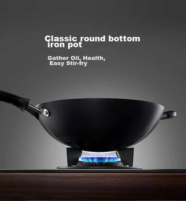 ASD Wok, Dry-Burned for 27 Days without Breaking, Same Model Iron Pan, Uncoated Stir-Fry Pan, Stainless Steel Iron Pan, 30cm, Specially for Gas Stoves 13