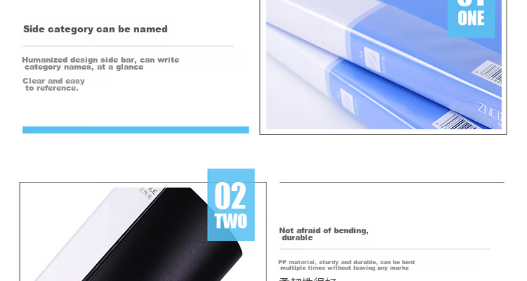 DiLe Premium Series Stationery Double Clip File Folder with Insert Pages, A4 Double Strong Clips, Business Document Organizer, Exam Paper Holder, Office Supplies, 1104 Blue 18