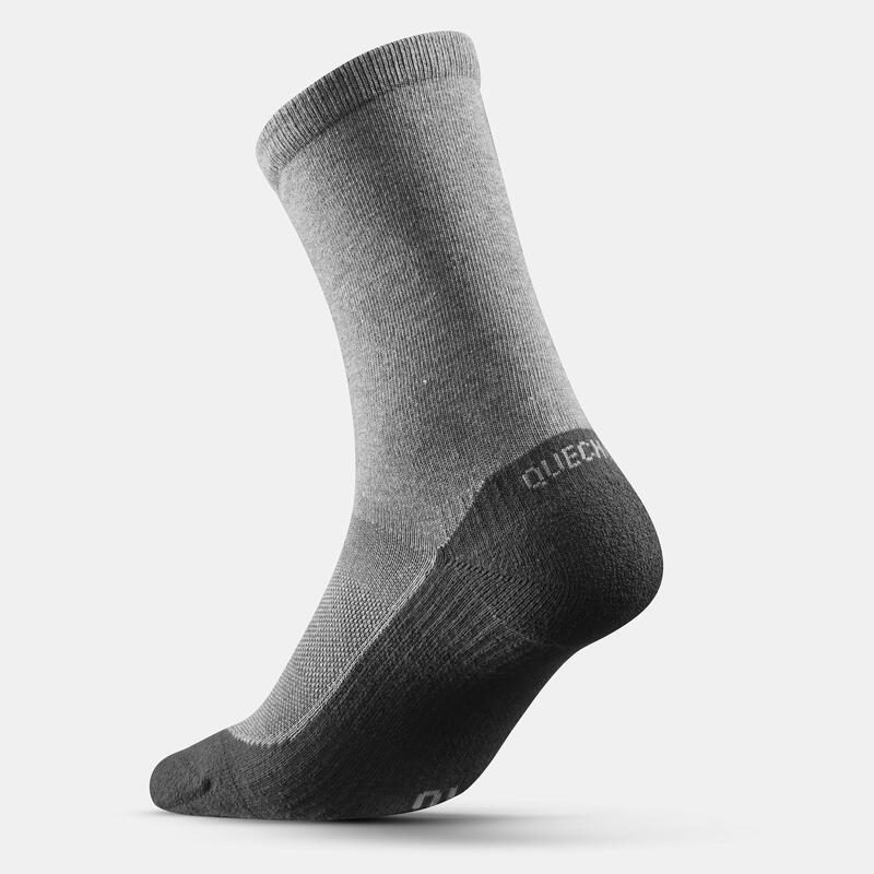 DECATHLON Hiking Socks for Men And Women, Cotton Breathable Socks, 2 Pairs, ODS Gray, Size 35-38 - 4336788
