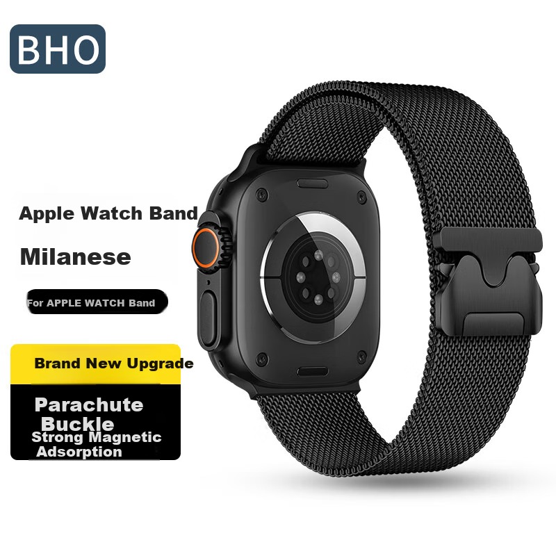 BHO Compatible New Apple Watch S12 Band, Apple Watch S11/SE Milanese Loop, IWatch S10/9/Ultra4/3 Magnetic Parachute Strap