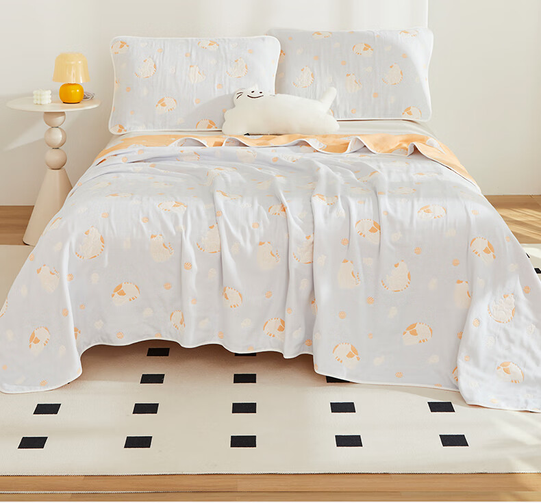 Hengyuanxiang Towel Blanket, Pure Cotton Class A Antibacterial, Six-Layer Gauze, All-Cotton Quilt, Air Conditioning Blanket, Thickened, 3.2 Jin, Milk Bun Roll 12