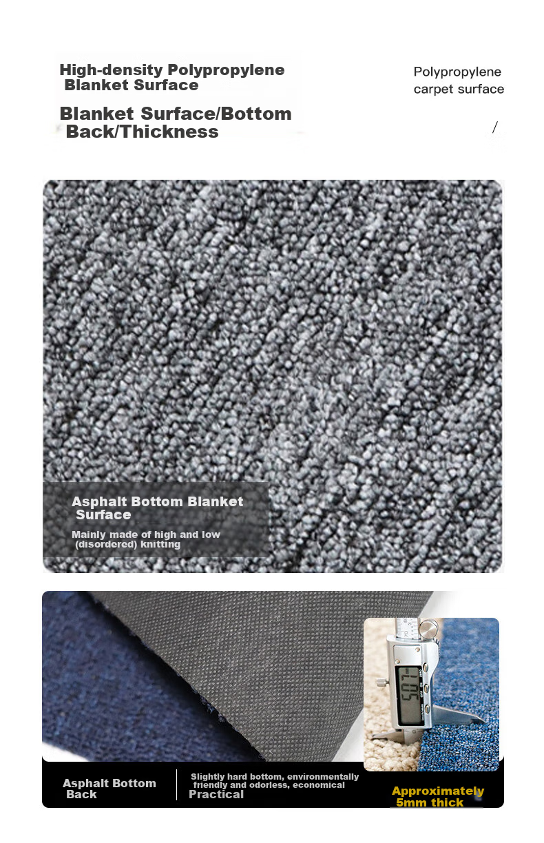 Modouyu Commercial Office Carpet, 50x50cm, 40 Pieces Per Set, Modular Carpet Tiles, Live Streaming Room, Large Area Full Coverage, Light Gray 3