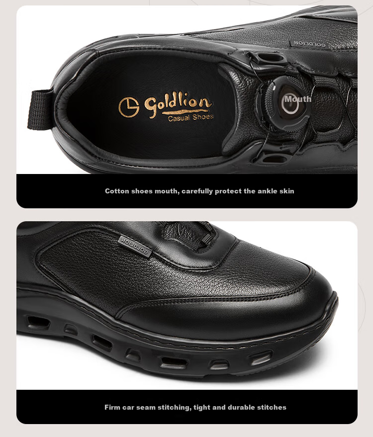 Goldlion Men's Shoes 2025 New Fashion Versatile Comfortable Cushioning Sneakers Business Casual G559510353AAB Black Size 43 10