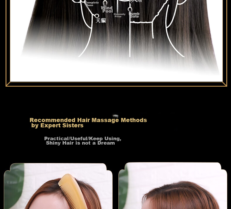 JEPPE Natural Ox Horn Comb, Detangling Comb, Hair Brush, Anti-Static Styling Comb, Gentle on Hair, Birthday Gift for Girlfriend 22