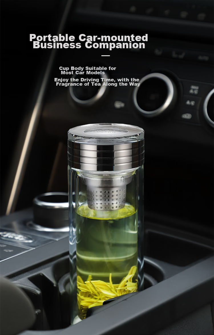 GEYA High-End Double-Layer Glass Cup for Men, Premium Business Glass Tea Cup, Water Cup, Tea Infuser Mug, Gift Customizatio 14