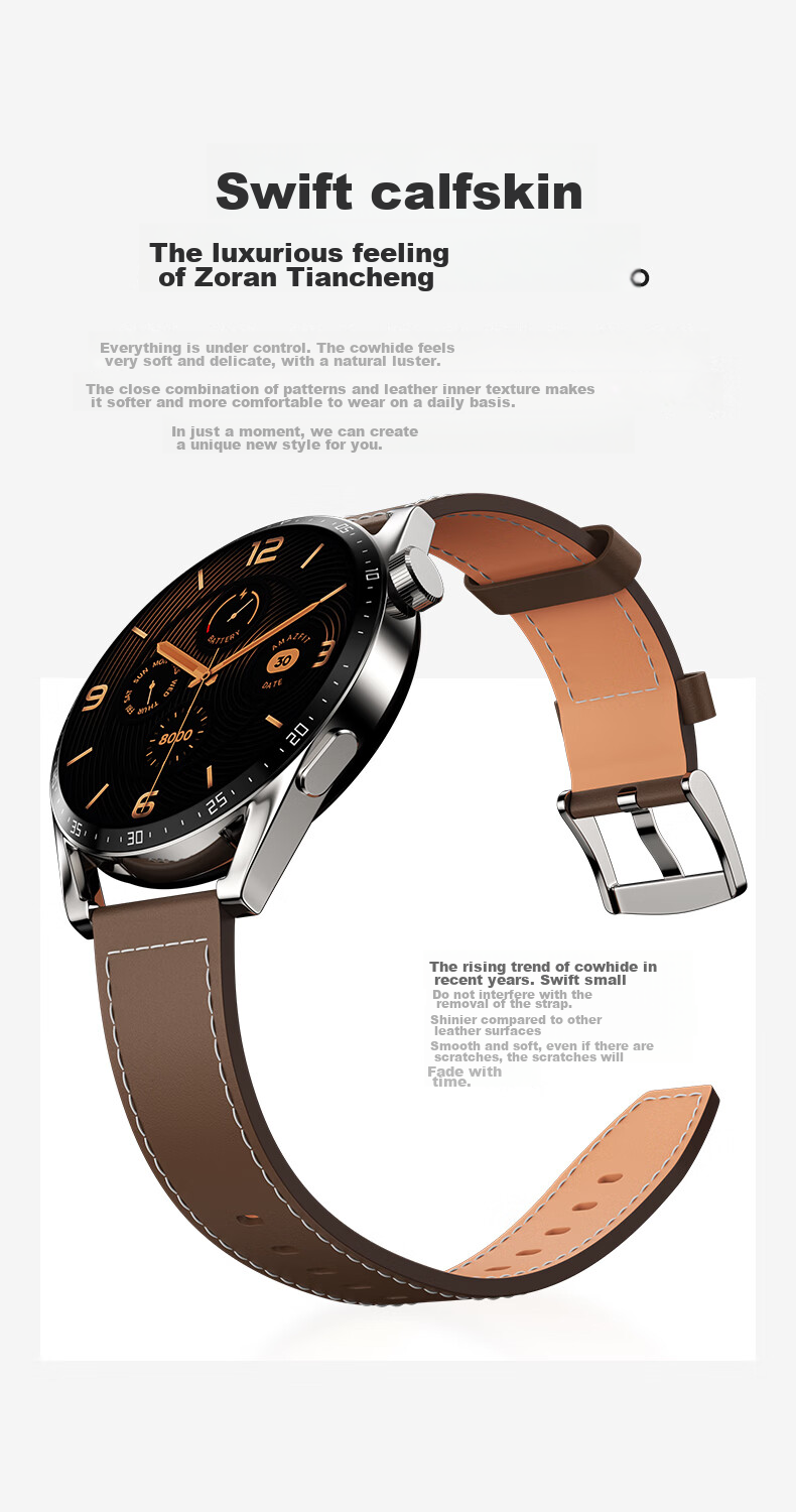 CangHua Leather Watch Strap Compatible with OPPO Watch X3/X2/X/XS/S2/4 Pro, OnePlus Watch 2, Small Calfskin Fashion Band, Brow 10