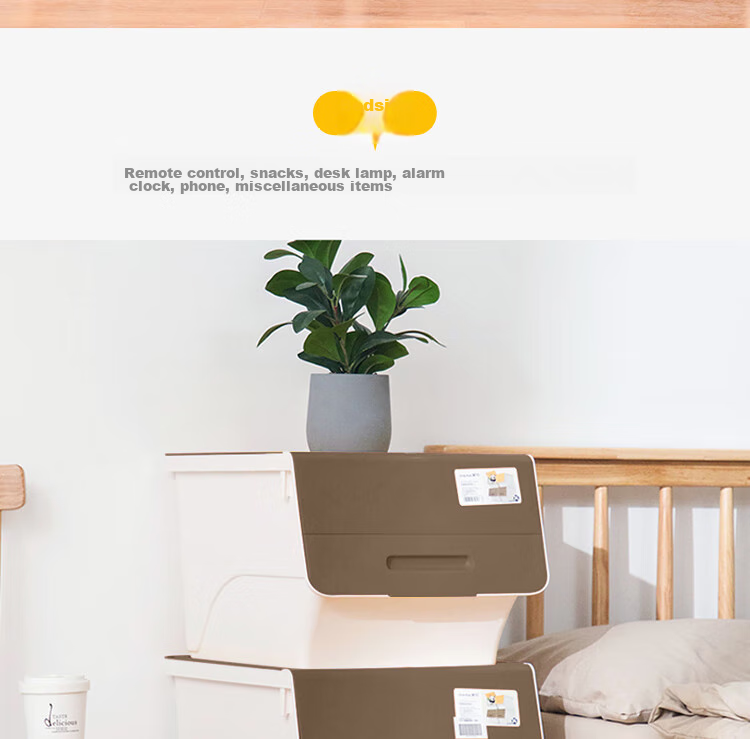 CHAHUA Plastic Clothes Storage Box, 34L, Coffee Color, Set of 3, Slanted Opening with Lid, Closet Organizer Box 12