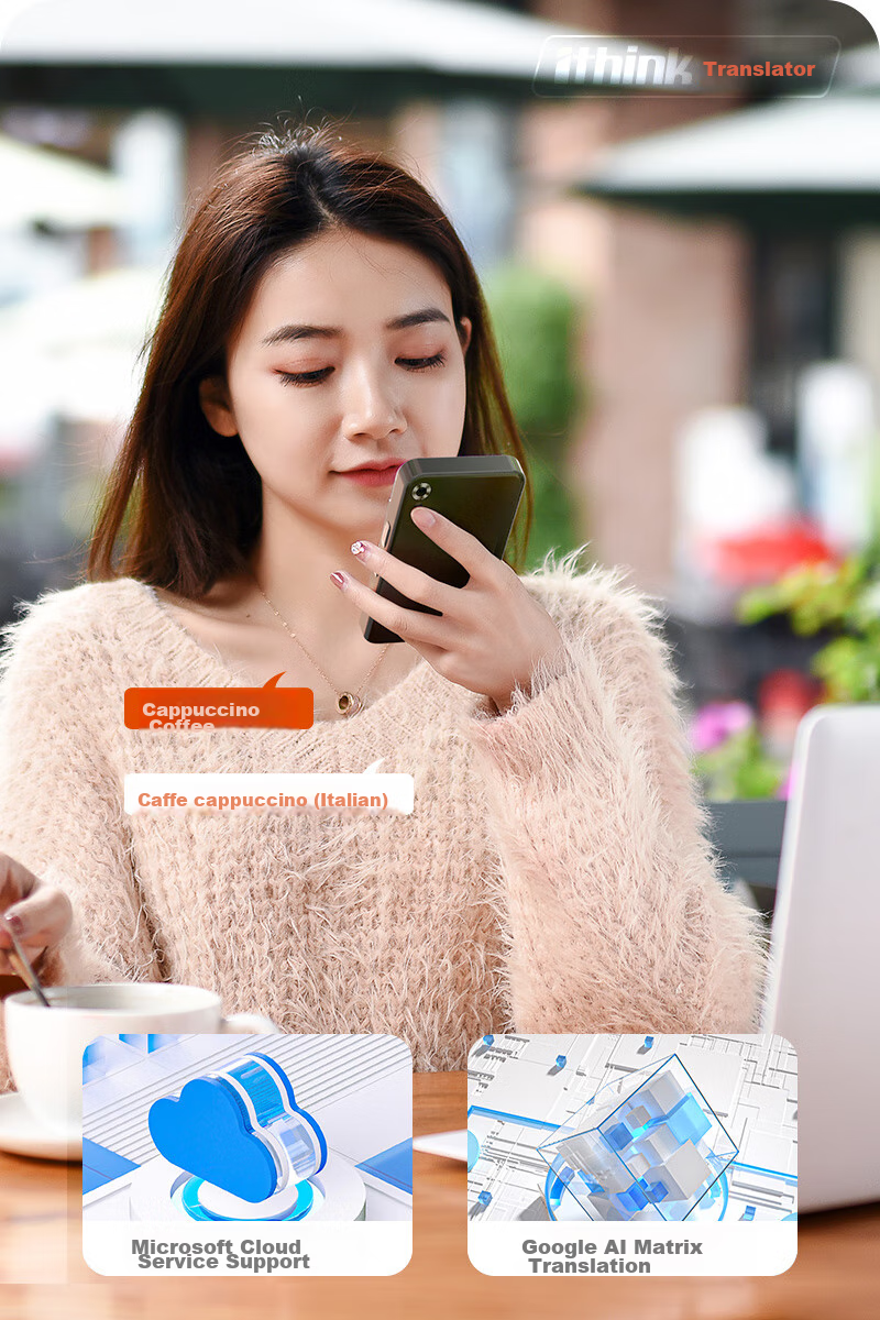 Ithink Translator, Multi-Language 4G Translator, Real-Time Translation with Photo And Audio Capture, Offline Voice Translation, Portable for Business And Travel, Real-Time Speaking Translation Pe 4
